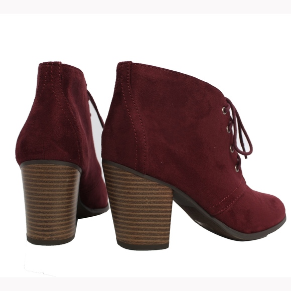Vino Faux Suede Lace Up Stacked Heel Ankle Boot - Picture 4 of 8